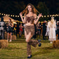 Women Cavewoman Halloween Cosplay Costume Leopard 4 Piece Outfit Halter Crop Top Jagged Mini Skirt Arm Bands Leg Warmers