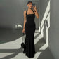 Square Neck Backless Fishtail Maxi Dress Elegant Black Evening Dresses for Woman for Party Wedding Guest