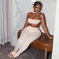 Hottie Polka Dot 2-Piece Set Women Halter Chest Wrapped Backless Top+Ruched Peach Hip Pants Stretch Skinny Clubwear