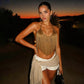 Lace Up Backless Fringe Halter Top Club Wear Women Sexy Tops Rave Festival Clothing
