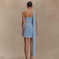 Mesh One Shoulder Corsets Mini Dresses Elegant Sexy Blue Summer Dress Woman 2025 Party Outfits