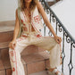 Women 2 Piece Outfits Floral Print Tie Front Tank Tops and Wide Leg Pants Set Streetwear Beach Vacation Y2K Clothes