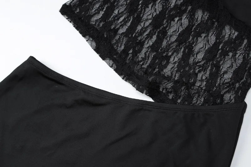 Sexy Lace Splicing Cutout Long Sleeve Maxi Dress for Dinner Party Dresses Black Fall Clothes Woman 2025