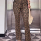 Hottie Shirring Bell Pants Women Fashion Trend Leopard Print Drawstring Stretch Skinny Midnight Street Club Bottoms