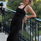 Halter Backless Sexy Maxi Dress Women Elegant Square Collar Sleeveless Ruched Waist Draped Bodycon Club Party Dress