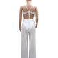 Sexy See Through Jumpsuit Women Strap Low Chest Backless Waistless Lace-Up Simple Solid Skinny Sexy Clubwear Overalls