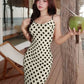 Retro Polka Dot Print Sleeveless Backless Maxi Dress Elegant Sexy Holiday Dresses Woman