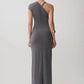 Women One‑Shoulder Metal Ring Decor Sexy Maxi Dress Sleeveless Bodycon Evening Gown Wedding Guest Party Long Dress