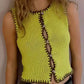 Contrast Color Knit Sweater Vest Women O Neck Single-btrasted Sleeveless Crop Tops Ladies Fashion Knitted Tops Vest