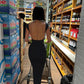 Short Sleeve Backless Long Dresses Sexy Outfits for Women Clothes Basics Casual Bodycon Grey Black Dress