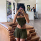 Hollow Lace Up Tube Top and Mini Skirt Set Women Two Piece Set Sexy Beach Vacation Summer Outfits 2024