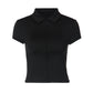 Zipper Shirt Woman Slim Fit Short Sleeve Crop Tops White Black Summer Clothes 2026