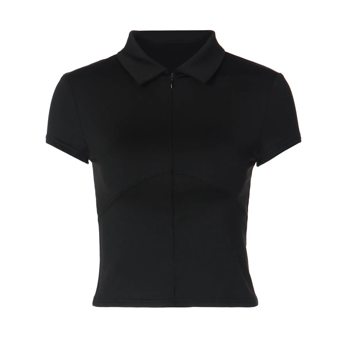 Zipper Shirt Woman Slim Fit Short Sleeve Crop Tops White Black Summer Clothes 2026