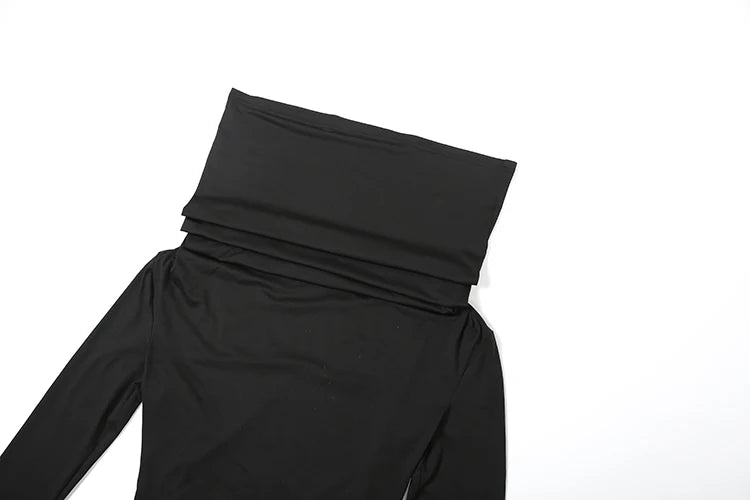 Classic Chic Hooded Dress Women Fall Elegant Basic Swing Collar Full Sleeve Stretch Skinny Slits Party Streetwear