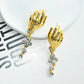 1PC Novelty Design Metal Hand Left Earcuff Dangle Earrings For Women Jewelry Fashion Show Statement Earrings Accessories