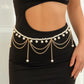 Vintage Multiayer Imitation Pearl Waist Chain for Women Boho Tassel Belly Belt Sexy Body Jewelry Dress Accessories Gift
