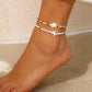 2Pcs Kpop Boho Starfish Turtles Conch Seed Beads Chain Anklet for Women Summer Beach Sweet Ankle Barefoot Y2K Jewelry
