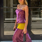 Sexy Color Blocking Dress Women Fashion Trend Bright Silk See Through Sleeveless Elegant Simple Party Street Bodycon