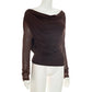 Off The Shoulder Tops with Cowl Neck Sheer Mesh Long Sleeves Shirts for Woman Fashion 2026 Fall Clothing