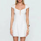 Women White Eyelet Embroidery Mini Dress Square Neck Cap Sleeve Cutout Front A Line Summer Casual Party Vacation Dress
