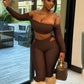 Tight Women 2 Piece Set Slash Neck Crop Tops+High-Waist Hollow Leggings Matching Streetwear Casual Sporty Outfits