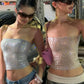 Sexy Sequin Applique Tank Top Women Fashion Classic Sleeveless Stretch Skinny Party Clubwear Hottie Street Chic Vest