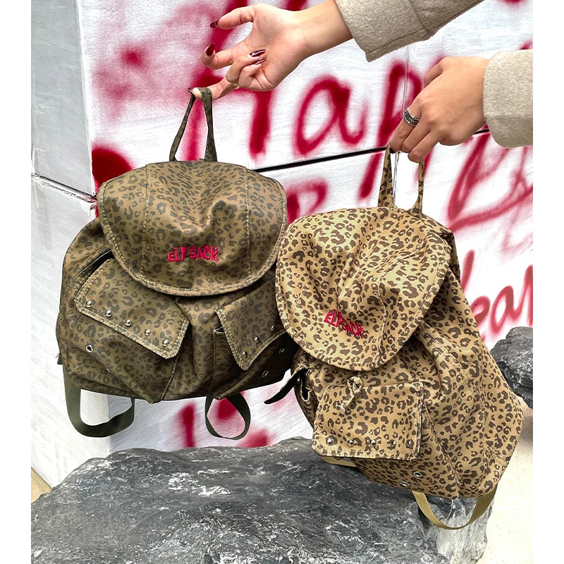 Leopard Print Large Capacity Backpack Summer Backpack Lightweight School Bag for Women
