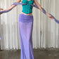 Sweet 2-Piece Set Women Patchwork Tassel Single-Breasted Line Decoration Tank Top+Folds See Through Skirt Chic Suit