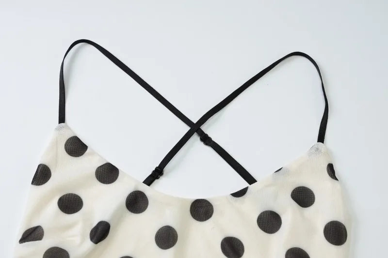 Retro Polka Dot Print Sleeveless Backless Maxi Dress Elegant Sexy Holiday Dresses Woman