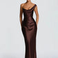 Elegant Satin One Shoulder Evening Dress Women Cowl Neck Sleeveless Bodycon Maxi Dress 2026 Spring Summer Party Gowns