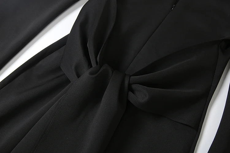 Sexy Maxi Dress Women Shoulder Padded Zip Wrapped Bandage Long Sleeve Slit Elegant Solid Office Simple Skinny Bodycon