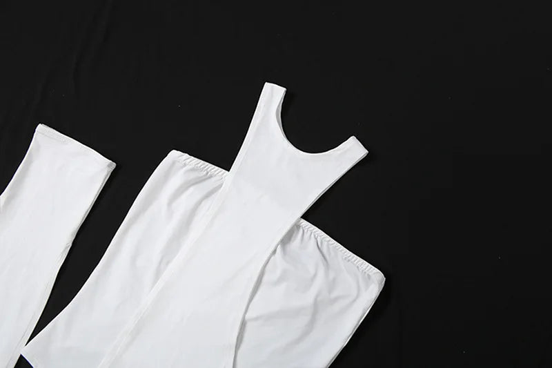 White Two Piece Set Woman Party Long Dresses with Bodysuit Summer 2026 Sexy Vacation Outfits