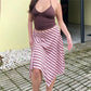 Women's Midi Skirt Stylish Dot Print/Striped A Line Casual Irregular Hem Low Rise Skirts for Summer Vacation Streetwear