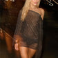 Chic Women's Sequin Long Sleeve Top Loose Fit Shimmering Sparkle Shirt for Party Night Out Crew Neck Shiny Blouse