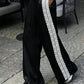 Women Satin Silk Lace Trim Pants Y2k High Street Elastic Waist Wide Leg Pj Lounge Boxer Bottoms Trendy Causal Trousers
