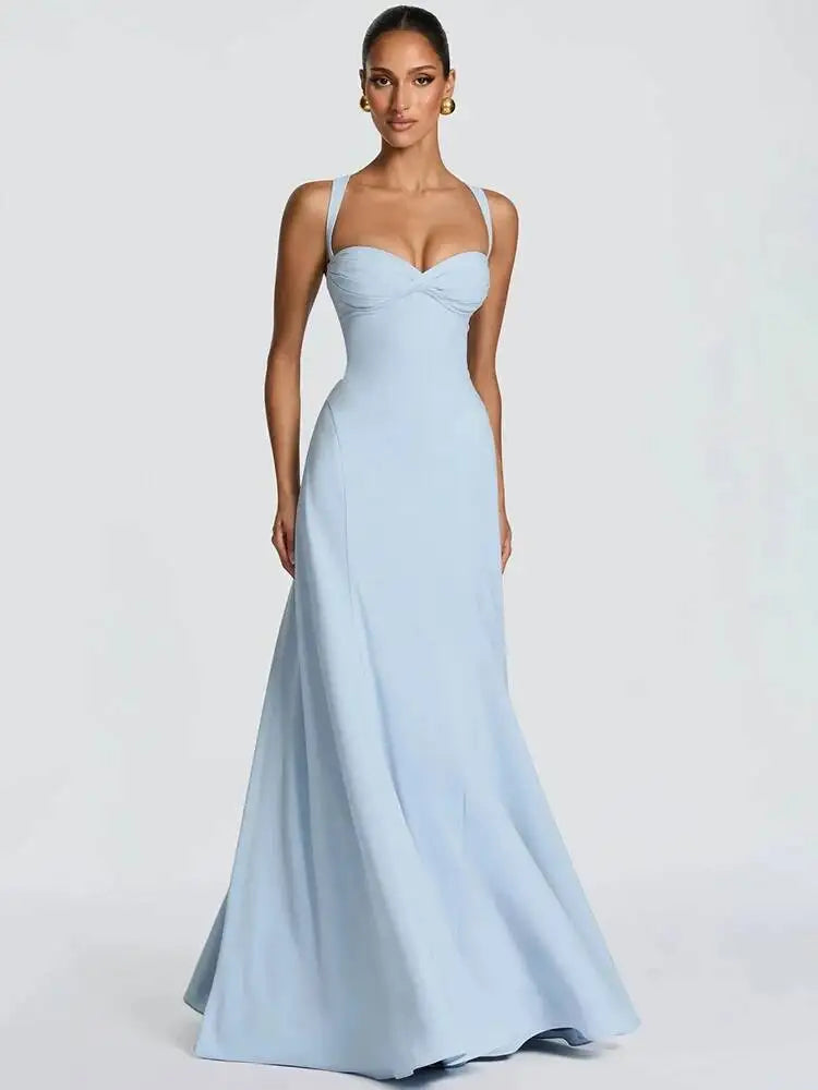 Off-shoulder Backless Sexy Maxi Dress Women Elegant Spaghetti Strap Sleeveless Bodycon Club Party Evening Dress Fashion