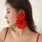 4 Colors Exaggerated Big Fluffy Fabric Flower Petal Drop Earrings for Women 2023 Trending Elegant Earring Wed Bridal Accessories