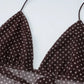 Polka Dot Mesh Sheer Sexy Summer Crop Tops Lace Up Deep V Backless Tanks & Camis Woman 2025 Fashion