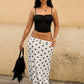 White Polka Dot Printed Midi Skirt Summer 2026 Ladies Skirts Elegant Vintage Woman Clothing
