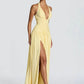 Women Halter Sexy Maxi Dress Deep V Neck Pleated Backless High Split Evening Party Dress Elegant Beach Long Dresses