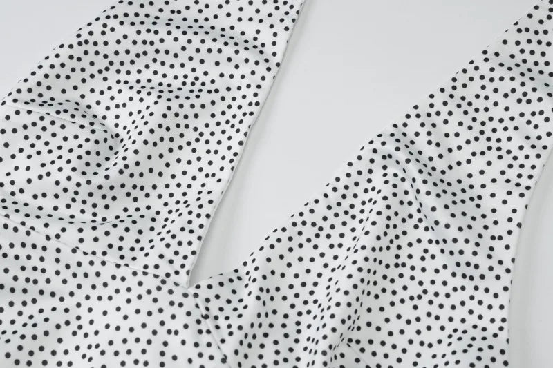 Polka Dot White Elegant Dresses French Style Deep V Neck Backless Long Dresses for Woman Clothing