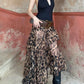 Ruched Tierred Long Skirts Women Leopard Print High Waist Stretch Bottoms Spicy Girls Fashion Trend Wild Streetwear