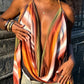 Colorful Print Tank Top Women Sexy Swing Collar Backless Halter Irregular Ribbon Patchwork Trend Street Club Vest