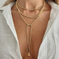 Adjustable Long Chain Necklace for Women, Sexy Stackable CCB Beads, OT Buckle, Love Heart Pendant, Choker Sweater Jewelry