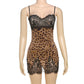 Leopard Print Sexy Dress for Woman Night Club Outfits Lace Trim Spaghetti Strap Backless Mini Dresses