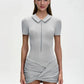 Short Sleeve Zipper Sports Playsuits Women Rompers Summer Casual Draped Ruched Slim Fit Fitness Playsuit Female 2026