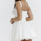 Women Summer Flowy Dress Sleeveless Square Neck Tie-up Front Short Tank Dress Casual A-line Dress Y2K Streetwear