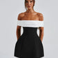 Bow Backless Sexy Mini Dress For Women Robe Elegant Off-shoulder Strapless Sleeveless A-line Club Sexy Dress Vestido