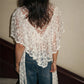 Y2K Fairy Mesh See Through Casual High Neck Looseshawls Women Floral Lace Embroidery Shawl Tops Asymmetrical Streetwear