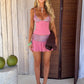 Sparkle Sexy Two Piece Set Women Elegant Spaghetti Strap Tank Top And Mini Skirt Set Female Skinny Club Party Dress Set